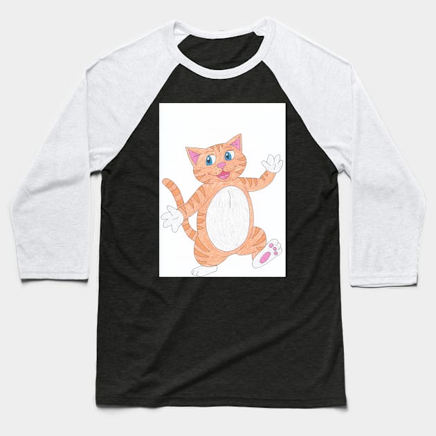 Orange tabby cat-cute cartoon Baseball T-Shirt by RabbitQueen